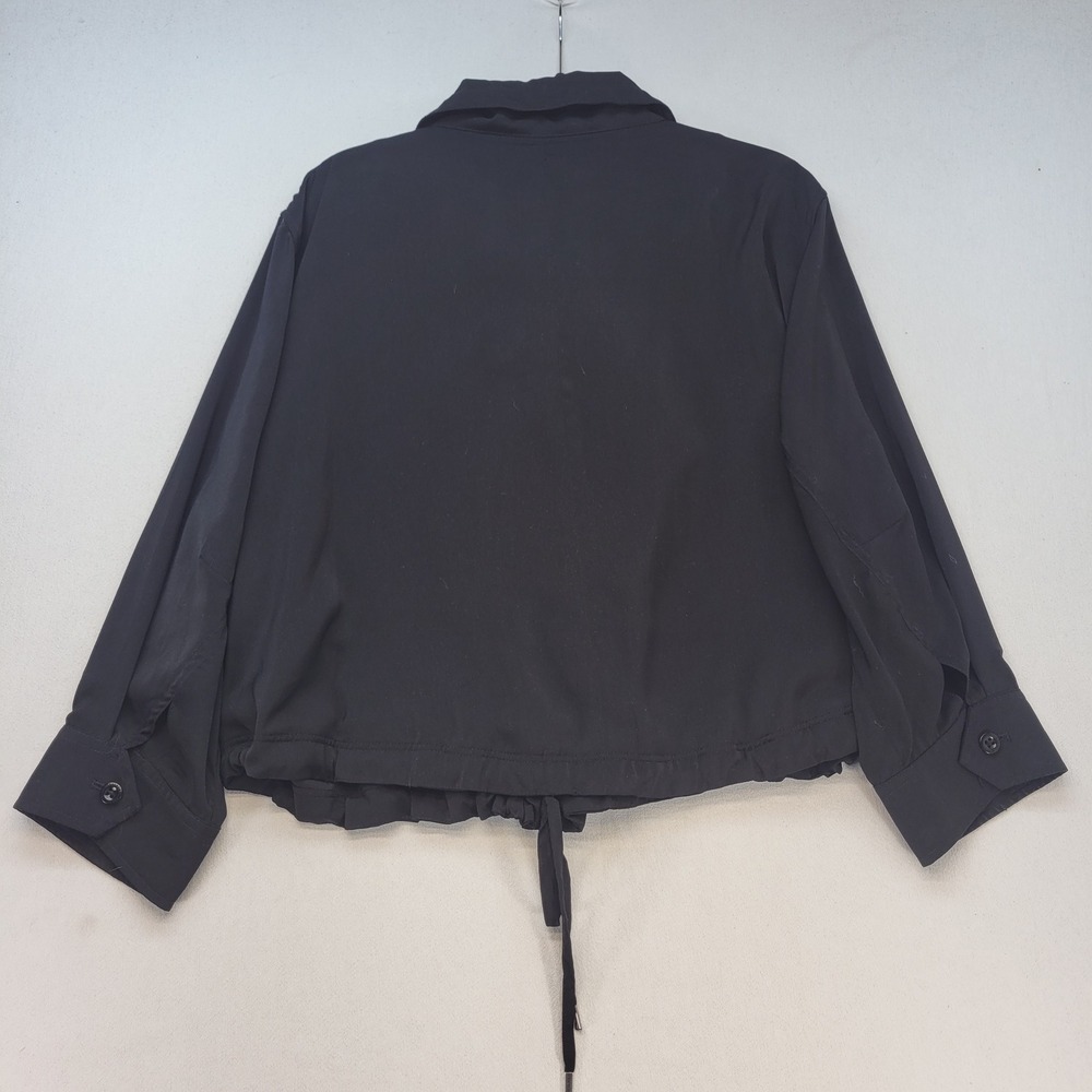 Lauren Ralph Lauren Utility Jacket Womens Large Black Full Zip Drawstring Hem - Picture 2 of 8